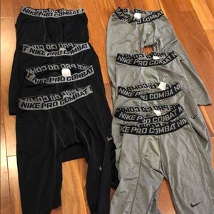 Lot of 9 Nike procombat 3/4 lth compression shorts